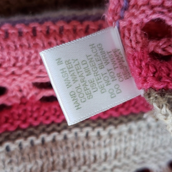 Vintage Y2K Grandmacore Crochet Knit Striped Caridgan Sweater sz X Women's - Picture 9 of 10